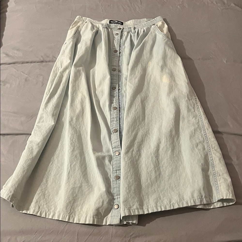 Heart Soul Light Blue Button-Front A-Line Skirt
